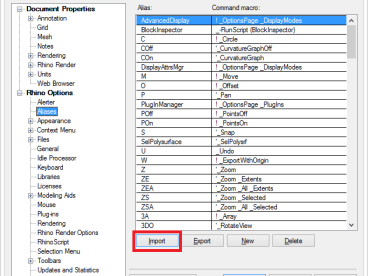 犀牛如何导入AutoCAD的自定义快捷键